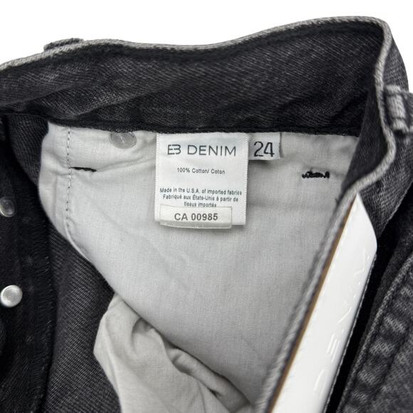 NWT EB DENIM Unraveled Two Jean High Rise Split Hem Straight Leg Jean 24 + FLAW - Picture 11 of 15